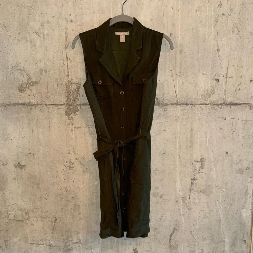 Banana Republic Olive Green Sleeveless Dress - Picture 2 of 4
